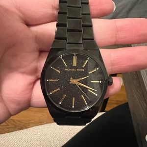 Michael Kors Channing Black Glitter Dial Watch, 36mm Authentic